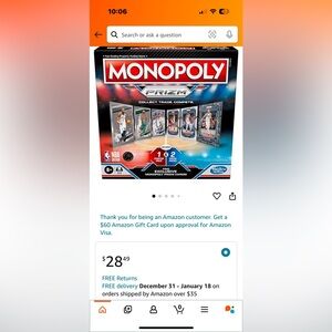 Hasbro NBA Prizm Monopoly Game